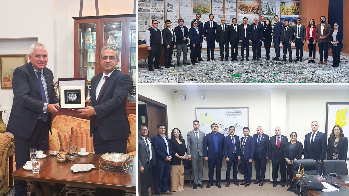 deikiletisim's tweet photo. Uluslararası Teknik Müşavirlik İş Konseyimiz,  Özbekistan heyet ziyaretini, @ticaret Bakanlığımız öncülüğünde, @Ozer_Munis başkanlığında gerçekleştirdi.

Ziyarette, 
📍@TC_TaskentBE Büyükelçimiz @olganbekar, 
📍Özbekistan Ulaştırma Bakan Yardımcısı Abdugafarov Ilkhomjon Abdukhalilovich, 
📍Ekonomi ve Maliye Bakanlığı PPP Projeleri Uygulama Dairesi
📍İnşaat, Konut ve Kamusal Hizmetler Bakanlığı
📍Sağlık Bakanlığı
📍Ekoloji, Çevrenin Korunması ve İklim Değişikliği Bakanlığı
📍Tarım Kaynakları Bakanlığı
📍Su Kaynakları Bakanlığı
📍Madencilik ve Jeoloji Bakanlığı
📍Enerji Bakanlığı 

temsilleri ile toplantılar gerçekleştirdi. 

Toplantılarda, İş Konseyi'nin faaliyetleri ve Türk firmalarının Özbekistan'daki müşavirlik sektöründeki iş birliği fırsatları değerlendirildi.

🇹🇷🇺🇿
#İşimizTicariDiplomasi