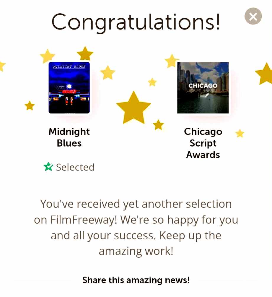 IannisAliferis1's tweet photo. Honored my #romance & #drama #screenplay #midnightblues is #officialselection at #chicagoscriptawards #script available 4 #filmproducers #filmmakers #filmcompanies & #developmentexecutives .. #bestunproducedscript #filmfestival #festivalrun #chicago #usa .. #screenwriter #writer https://t.co/gevRfdThkg