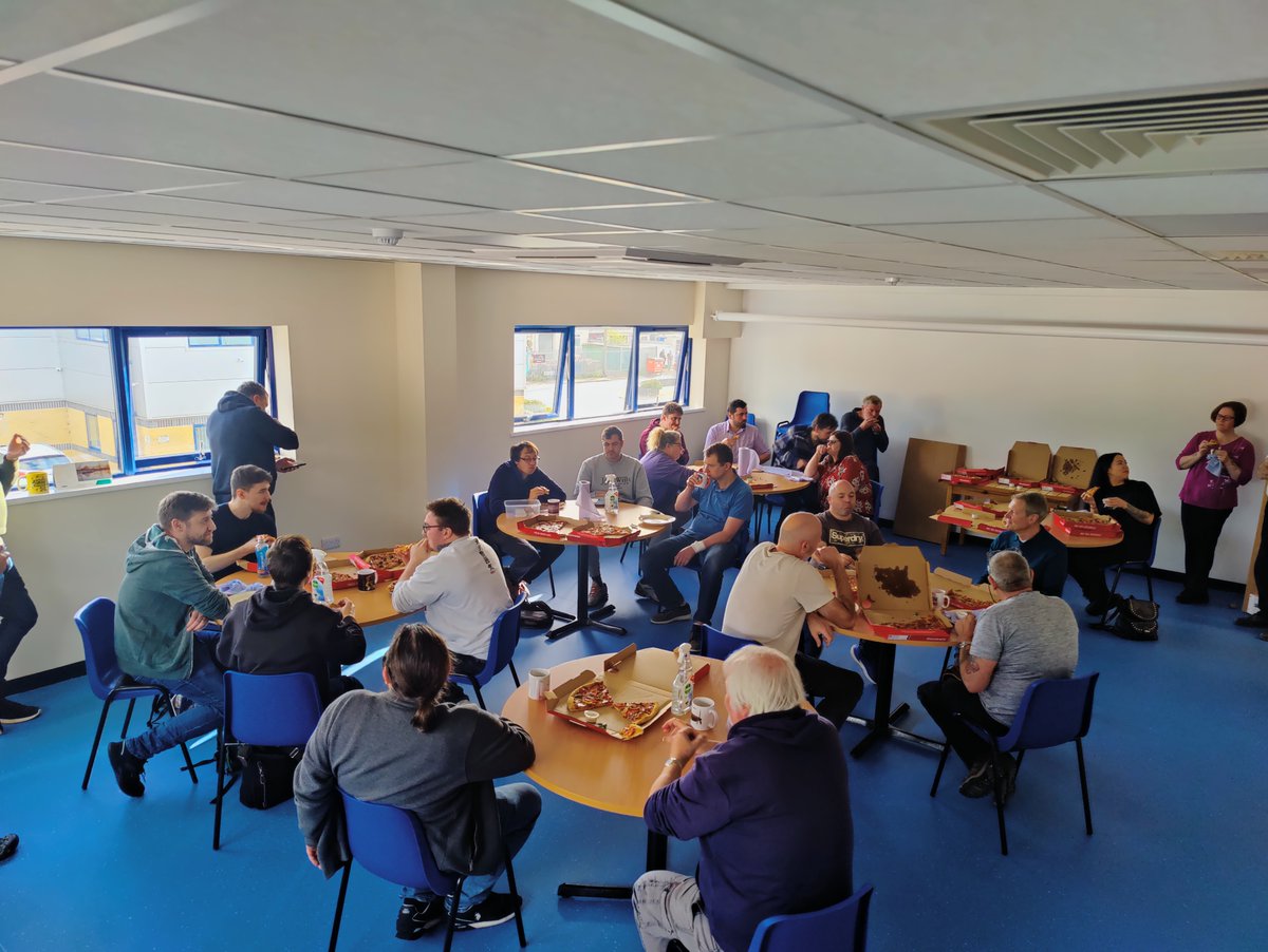 crystran's tweet photo. Today, we're thrilled to mark Crystran's 30th anniversary, and to commemorate this special occasion, we're indulging in a hearty pizza lunch in our brand-new tearoom! https://t.co/ggNzBZXfaV