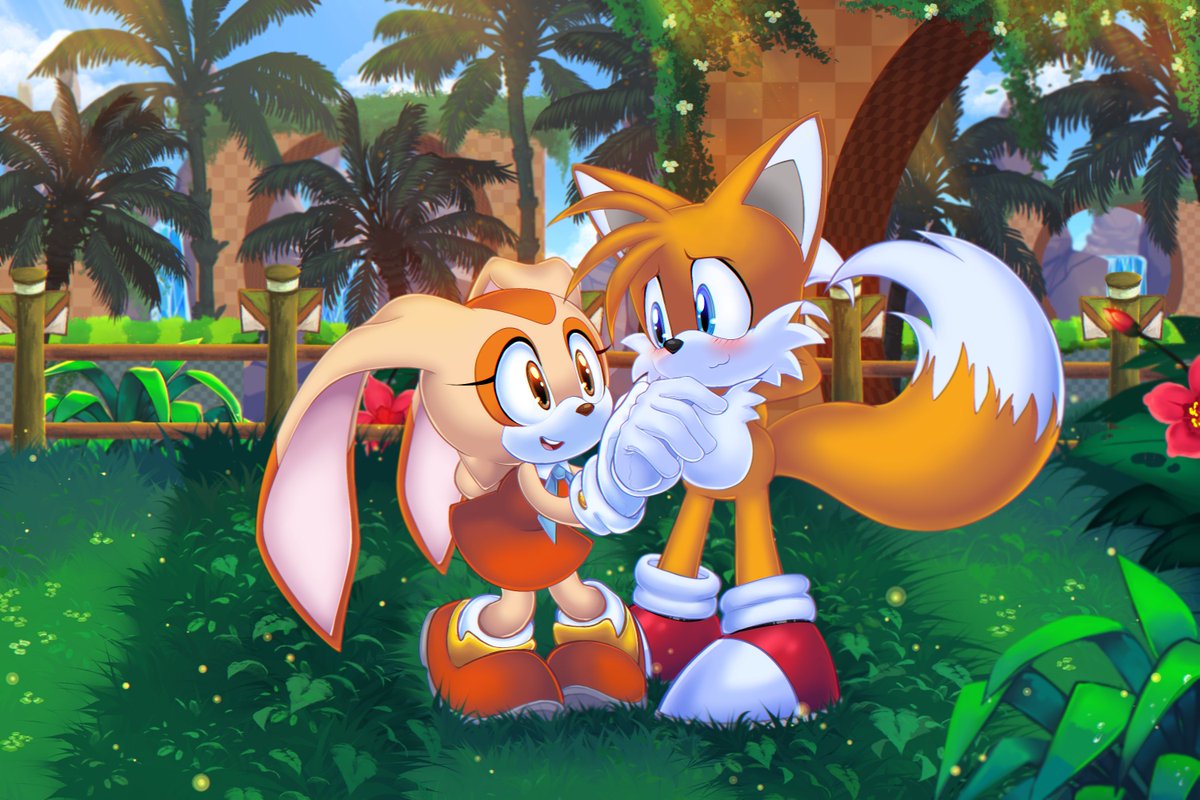 NightAngelTDC's tweet photo. I save myself from a bad mood by drawing cute children🐰🦊🌴
--------------------------------------------------
#CreamTheRabbit  #MailsTailsPrower #Tails #Cream #Green_hill #NightAngelTDC #SonicTheHedgehog https://t.co/vAhLkxMhYj