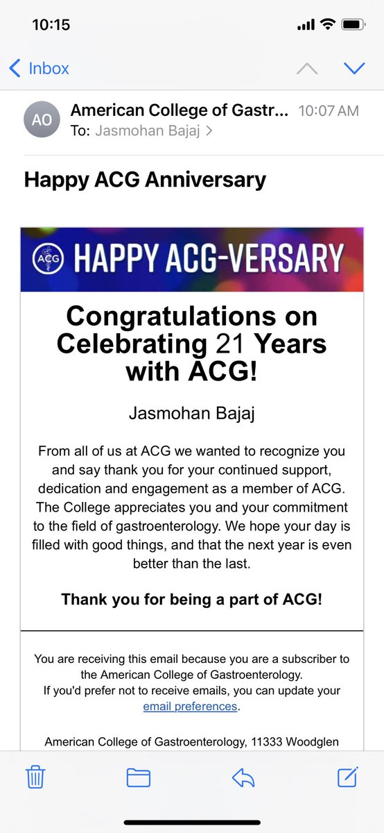 Time flies when you are having fun and with @AmCollegeGastro you are always having fun!! 
Can’t believe it has been 21 years! 
Starting as a trainee, then full member, #FACG, #researchcommittee, & @AmJGastro editor this has been a wonderful ride!! Join the #ACGfamily today!