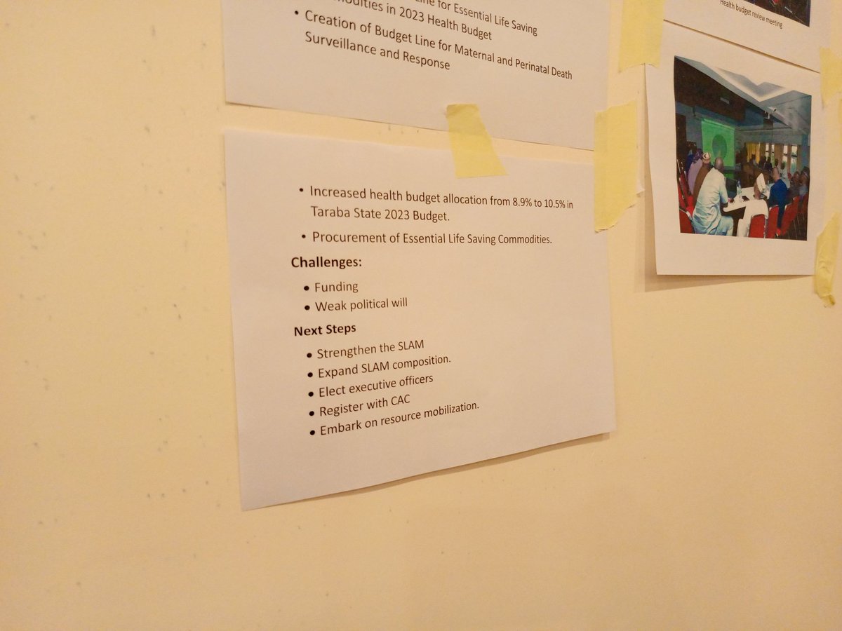 Taraba SLAM during the Gallery Walk to share their budget analysis, Engagement, Vision,Mission and result using the MamaYe approach, funding is still a challenge and weak political will from government.
#NigeriaSLAMpeerlearning <a href="/OptionsinHealth/">Options Consultancy Services Ltd</a> <a href="/HelenEkpo7/">Helen Ekpo</a> <a href="/MamaYeNigeria/">MamaYe Nigeria</a>