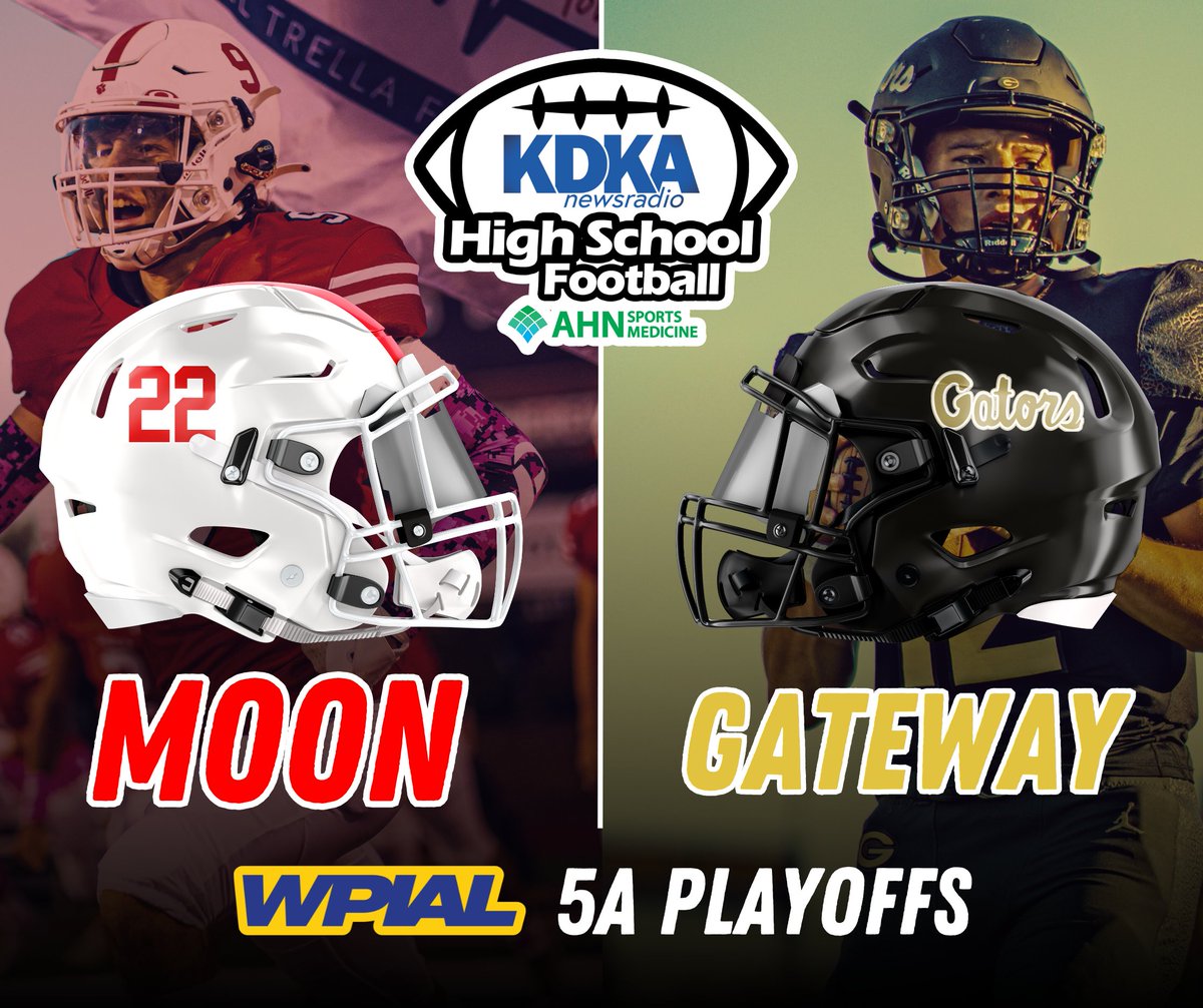 Gateway (<a href="/GatewayGatorsFB/">GatewayGatorsFB</a>) battles Moon (<a href="/Moon_Football/">Moon Tigers Football</a>) in the first round of the <a href="/wpial7/">WPIAL</a> 5A Playoffs on Friday in our KDKA Radio <a href="/AHNSportsMed/">AHN Sports Medicine & Performance</a> HS Football Game of the Week!

#KDKAFridayNightLights #GoNextLevel #WPIAL