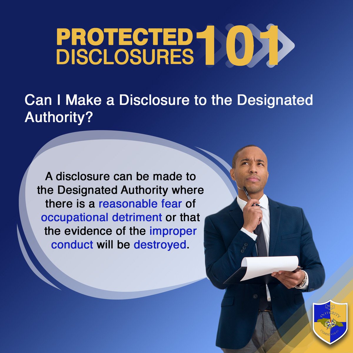 JISNews's tweet image. Want to make a disclosure to the Designated Authority?

You have the right to make your disclosure directly to the Designated Authority if certain conditions are met.

Don't stay silent; let your voice be heard.

#protecteddisclosures #integritycommission #whistleblower