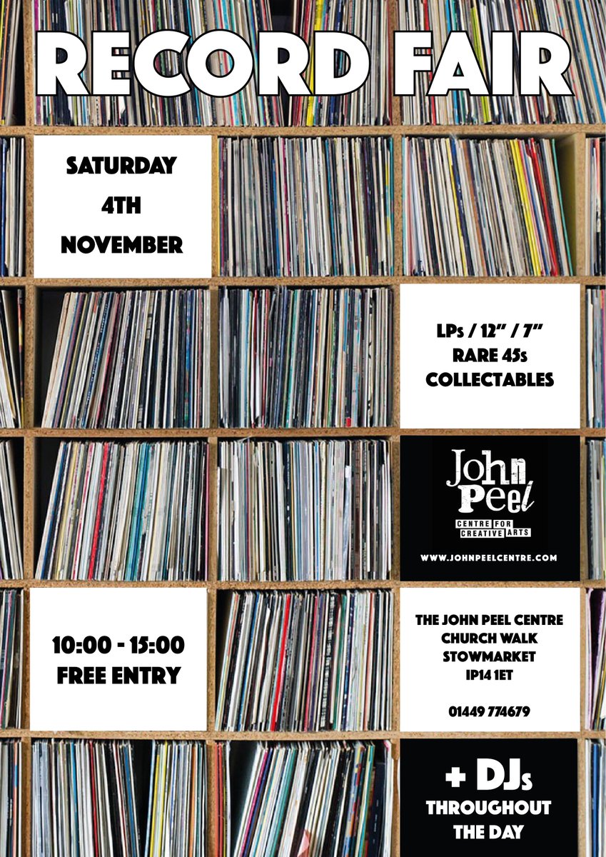 Come along to the Record Fair - this Saturday from 10 - 3 @johnpeelcentre FREE ENTRY Bar + DJs #suffolkrecordfair #suffolkrecordfairs #records #vinyl #45s #collectables