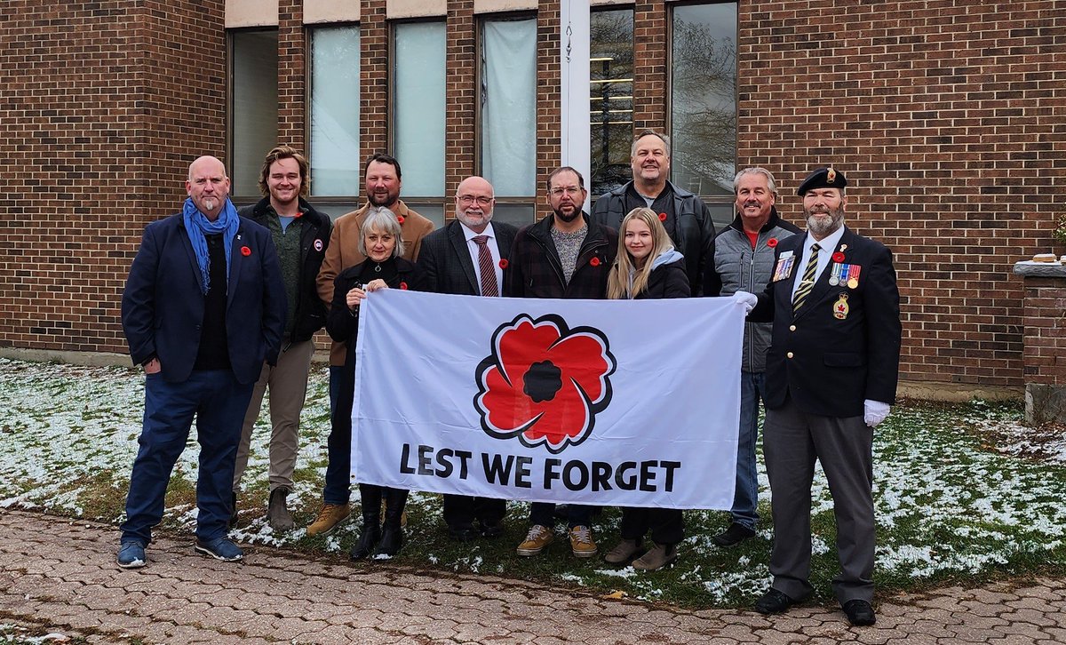 The Royal Canadian Legion Br. 148 Renfrew joined members of Renfrew Town Council this morning for a commemorative flag raising ceremony. The flag featuring a poppy and words "Lest We Forget" will fly outside of Town Hall until Remembrance Day.