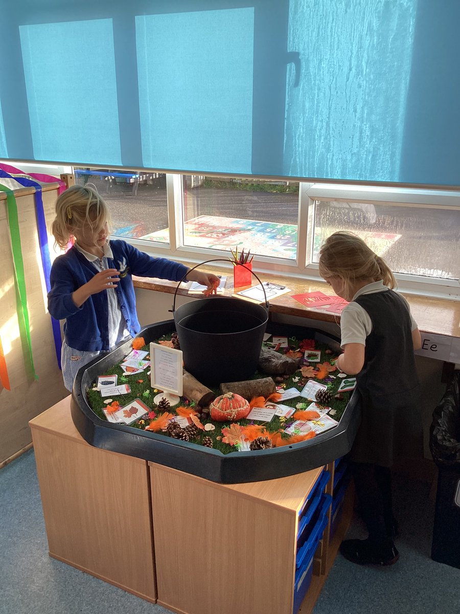 cradle_hill's tweet photo. Year One are using their maths skills today to create a witch’s potion! You will need 5 spiders, 7 orange leaves, 1 pumpkin and 10 autumn sprinkles! Can you create your own potions at home? https://t.co/2hPqC2GT2K