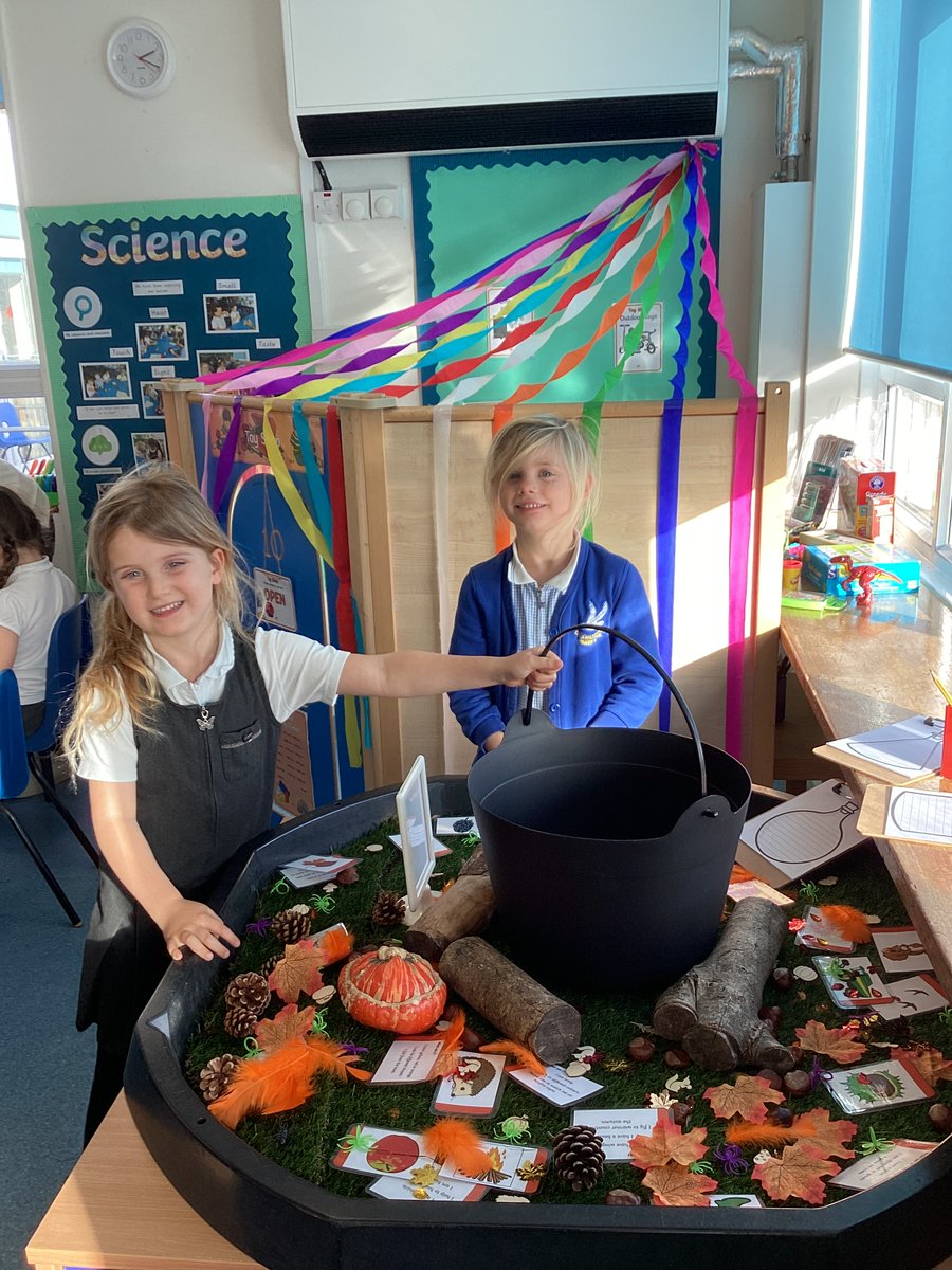 cradle_hill's tweet photo. Year One are using their maths skills today to create a witch’s potion! You will need 5 spiders, 7 orange leaves, 1 pumpkin and 10 autumn sprinkles! Can you create your own potions at home? https://t.co/2hPqC2GT2K