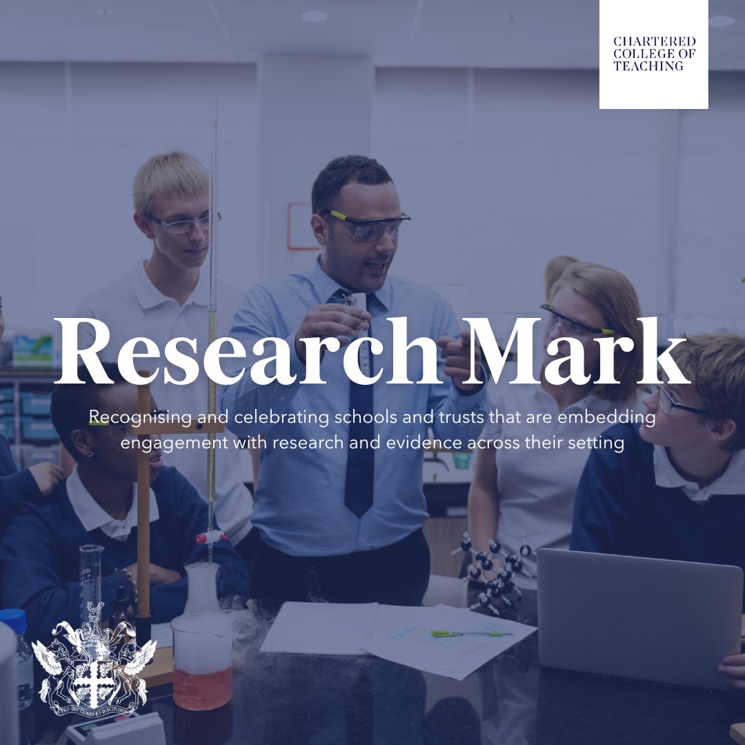 CharteredColl's tweet image. Today we are pleased to announce the pilot of an exclusive new kitemark for schools and trusts, Research Mark.

chartered.pulse.ly/0taj1tjbvy

#EvidenceInformed #EducationResearch #EdRes #SchoolCulture #UKSchool #UKTeacher #SchoolLeadership #FutureofTeaching