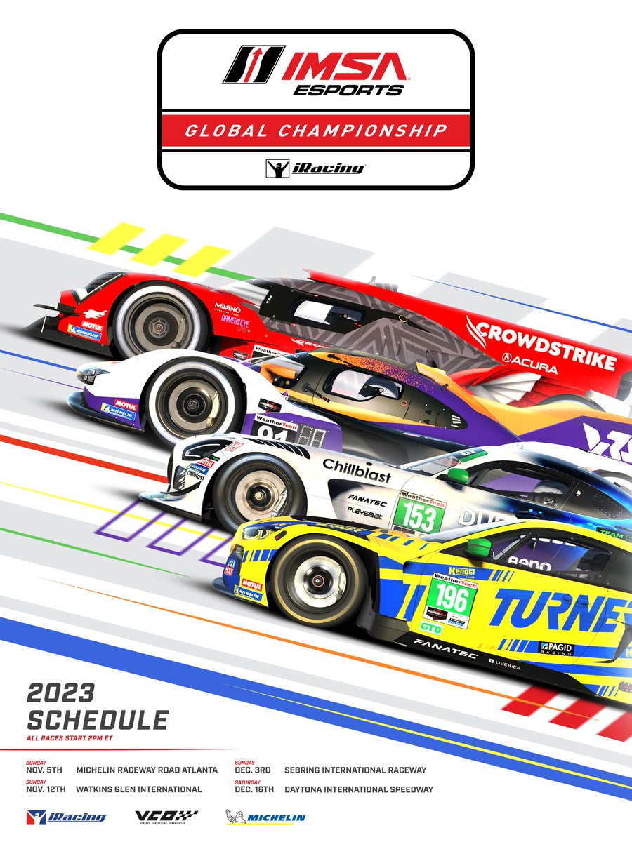 The <a href="/IMSA/">IMSA</a> Esports Global Championship returns November 5th at 2p ET with a field of 45 cars, 28 teams and $25,000 in prizes on the line!