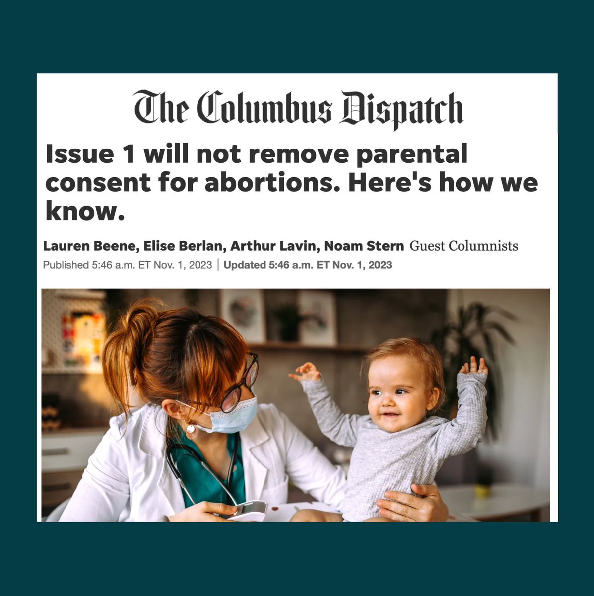 Ohio Physicians for Reproductive Rights (@ohioreprorights) on Twitter photo Dr. Beene and fellow pediatrician in OPRR explain Issue 1 will not remove parental rights, but will strengthen parents’ right to get their children the care they need. These drs know this bc they are experts who deal with parental rights daily AND they helped write Issue 1. Dr. Beene and fellow pediatrician in OPRR explain Issue 1 will not remove parental rights, but will strengthen parents’ right to get their children the care they need. These drs know this bc they are experts who deal with parental rights daily AND they helped write Issue 1.