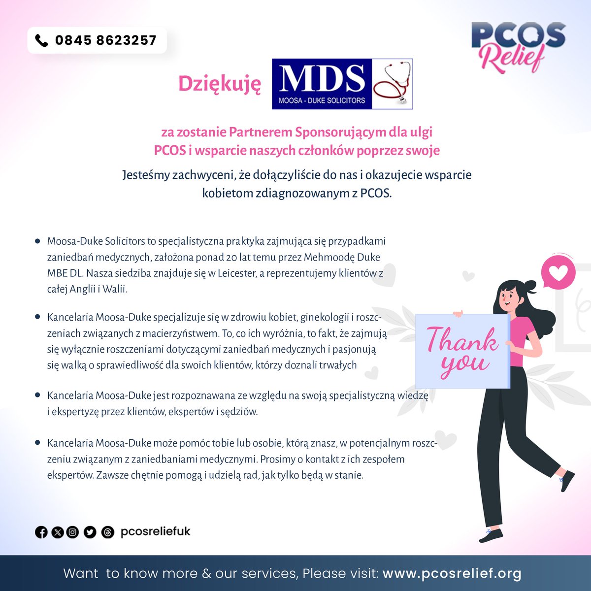 We're delighted to announce that Moosa-Duke Solicitors is now a sponsorship partner for PCOS Relief, providing unwavering support to females diagnosed with PCOS. 💙💪
#PCOSRelief #SupportingWomen #PCOSAwareness #moosadukesolicitors
@moosaduke
@SANTANUACHARYA3
...