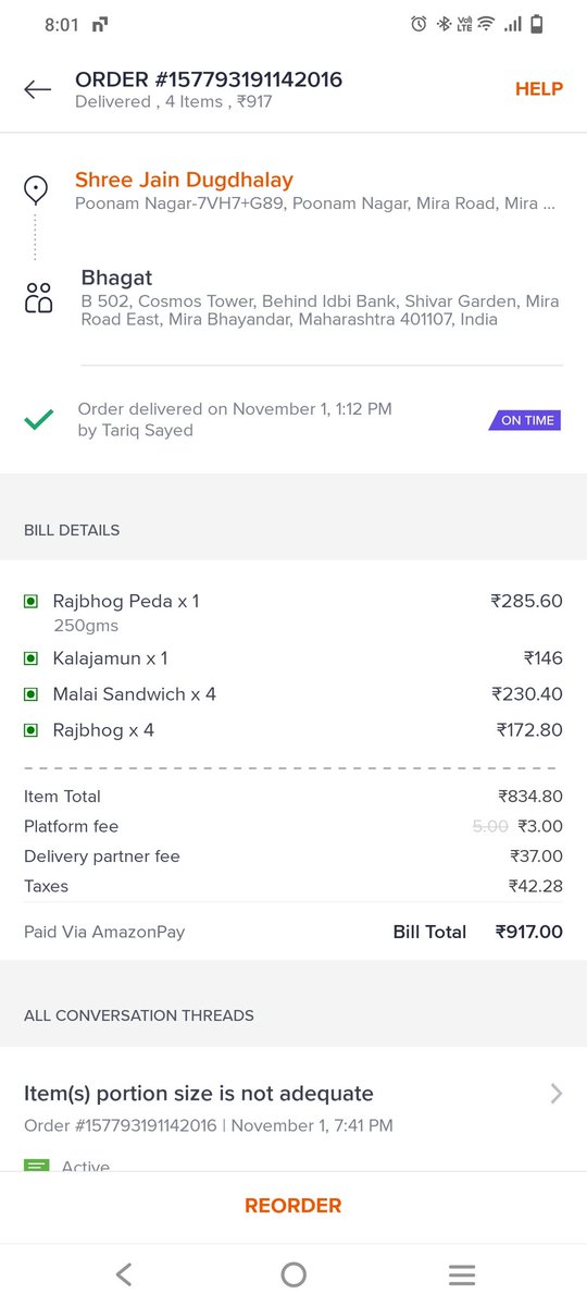 BhagatPyase's tweet photo. @Swiggy @SwiggyCares #faurd has done by swiggy, taking complete amount and deliver 1/4 worth of items and no seriousness to resolve the issue. https://t.co/EmQxiIRFwP