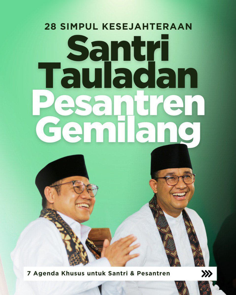 AMIN itu pasangan nyantri, Mas Anies santri, Gus Imin juga santri. 

Kiai Thoifur yakin dua - duanya akan jadi pemimpin hebat untuk negeri ini.

#AMINSuaraPesantren 
#AniesMuhaimin2024