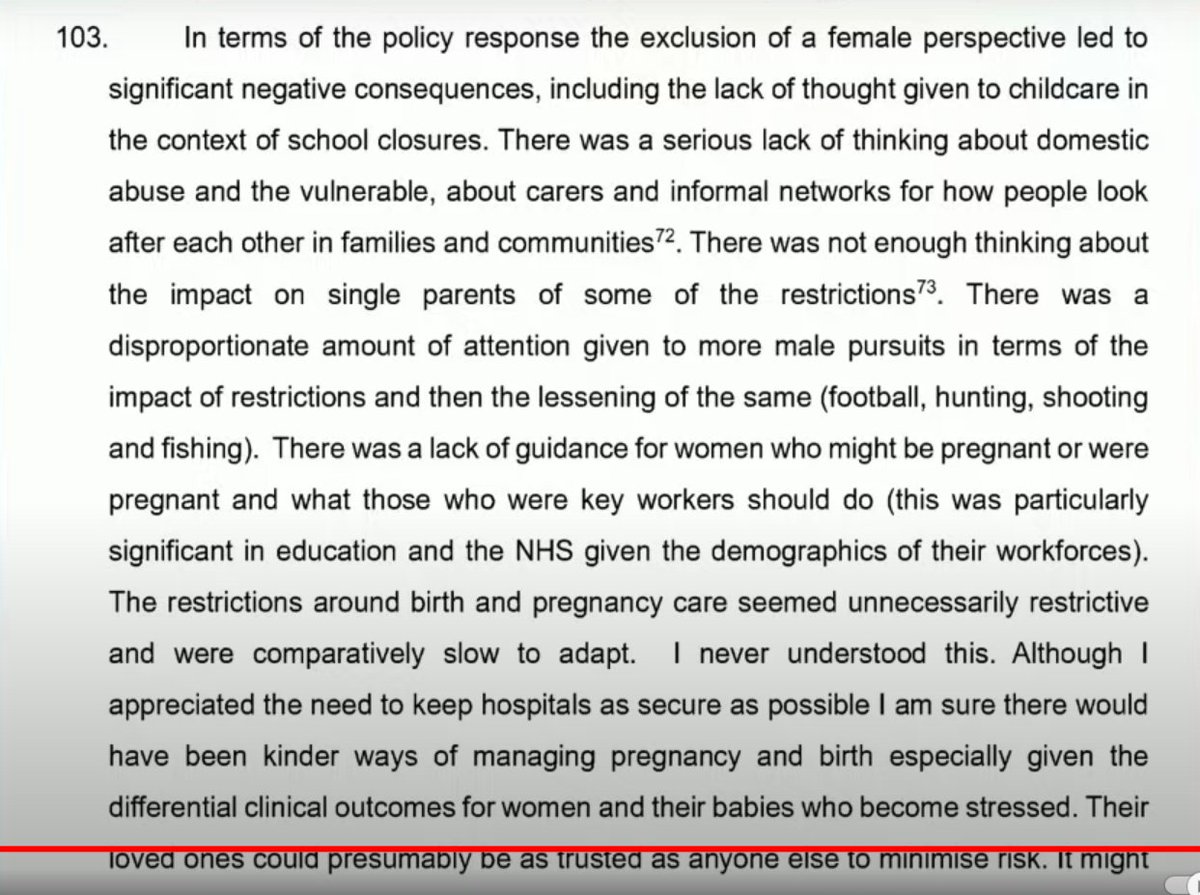 MacNamara in her witness statement points out there was more thought in No10 put into hunting/shooting than childcare/pregnancy/domestic abuse during pandemic response