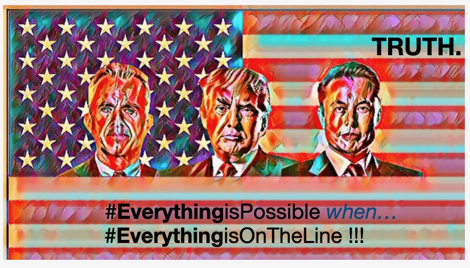 TannersDad's tweet image. Everything is possible 

#EverythingIsPossible 

When

#EverythingIsOnTheLine

Everything is on the line. 

@RobertKennedyJr 
@realDonaldTrump 
@ElonMusk