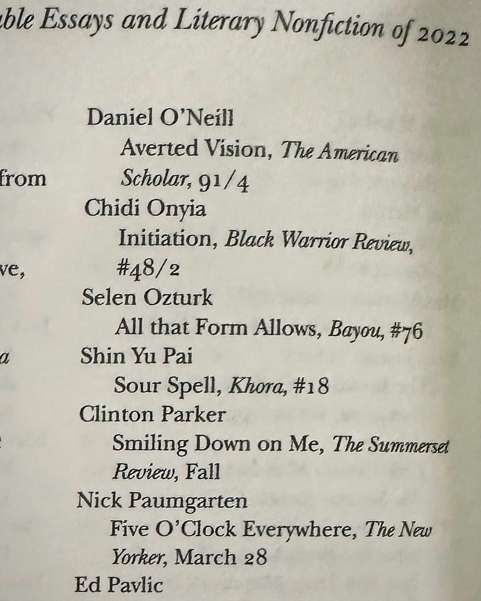 Shin Yu Pai (白 欣玉) (@shinyupai) on Twitter photo Thank you to <a href="/LeighHereNow/">Leigh Hopkins</a> and Khora for nominating my essay for this year’s Best American Essays. Thank you to <a href="/LeighHereNow/">Leigh Hopkins</a> and Khora for nominating my essay for this year’s Best American Essays.