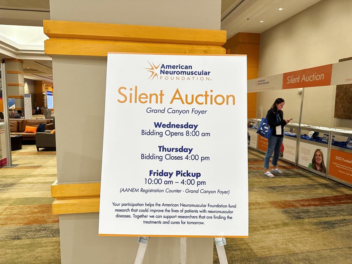 Make sure to stop by the silent auction today and make a difference with a bid! ✨

 #SilentAuction #AmericanNeuromuscularFoundation #ANF #Donate #NeuromuscularMedicine #NeuromuscularDisease #Neuromuscular