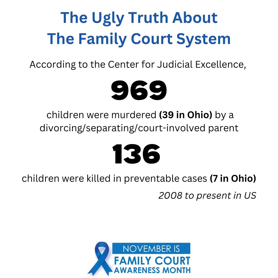 The safety of our children needs to be prioritized! Join the efforts to reform the family court system. 

Become an advocate!
nationalsafeparents.org
familycourtawarenessmonth.org

#familycourtawarenessmonth #domesticviolence #coercivecontrol #kaydenslaw #stoplegalizedabuse