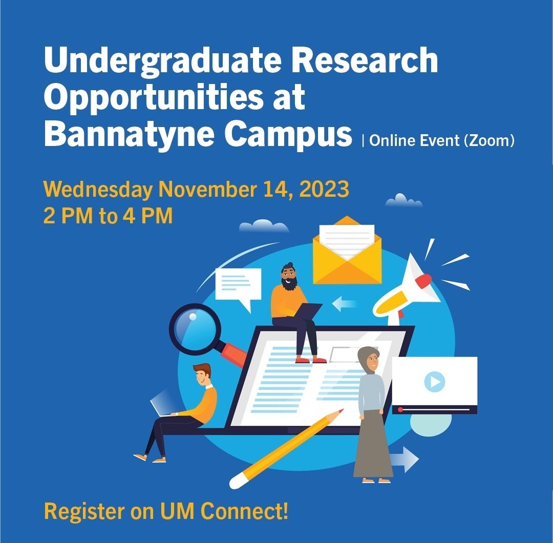 📢 For the 3rd yr, @umanitoba career services is hosting a virtual event to have Bannatyne profs with 2024 undergrad research openings give short talks. Register & join us on Nov 14 2pm if you are looking for a co op or summer position. Thks to @BeattieScience as co organizer! 😀
