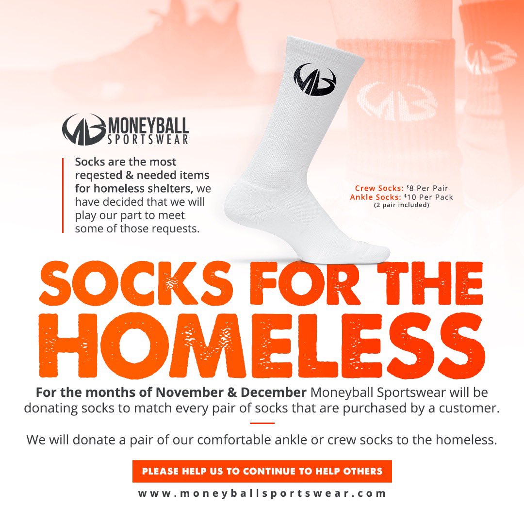 iamMoneyball's tweet photo. Join us in spreading warmth and kindness this holiday season! For every pair of socks purchased in November and December, we’ll donate a comfortable pair to the homeless. Shop now and make a difference. 🧦❤️ #MoneyballCares #SocksForHomeless
https://t.co/9YiFTpDbMp https://t.co/ZXkbSriQ3c