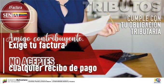 Los restaurantes, panaderías, cafés y similares, entre otros, están obligados a emitir facturas a través de máquinas fiscales.  #SENIATPontenciaLaEconomía