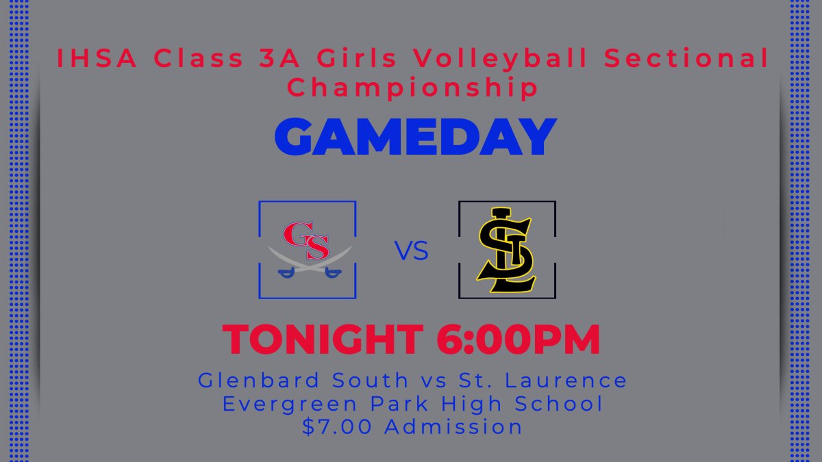 gbsathletics's tweet photo. Tonight the Girls Varsity Volleyball team competes for a Sectional Championship.  We hope you can join us to cheer on our Raiders.  Match time is 6:00PM at Evergreen Park vs St. Laurence.  Admission is $7.00.  Let's Go Raiders! #weareraiders https://t.co/NujOUVEwyQ