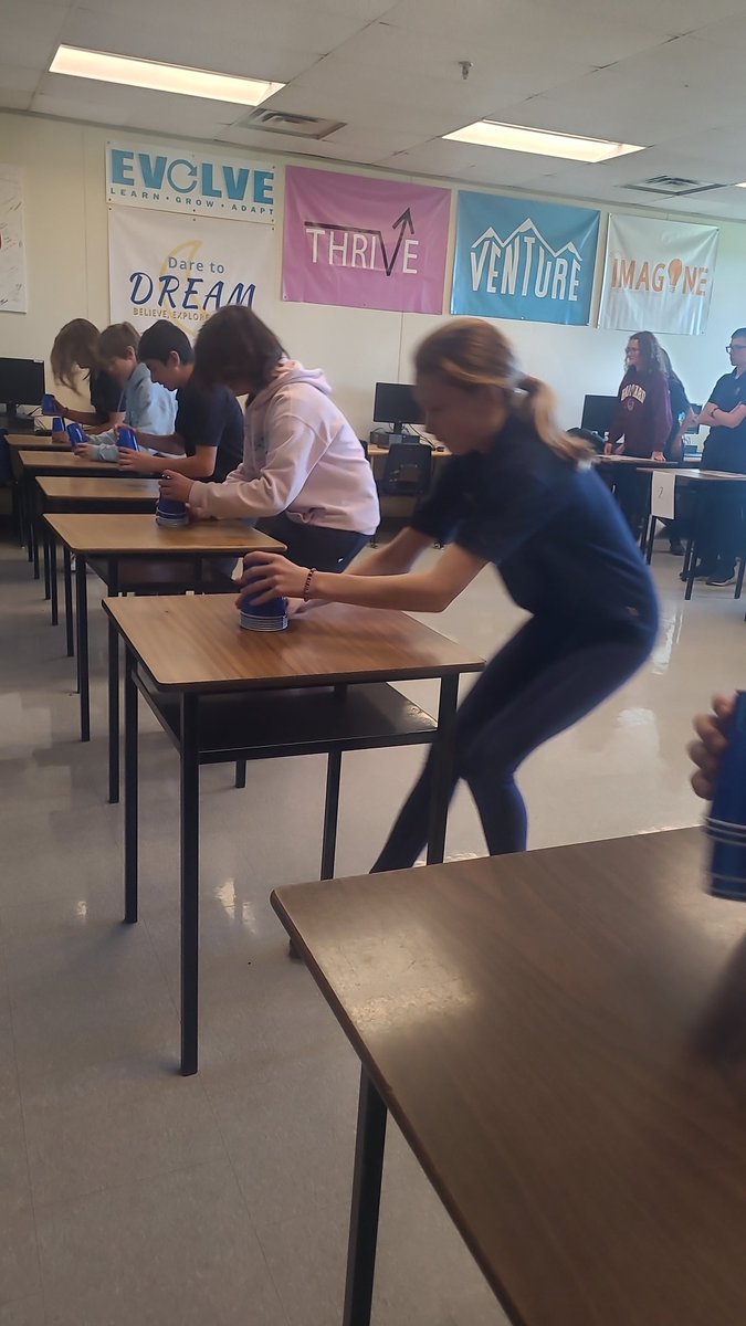 Third stop was the @NotreDameHCDSB business leadership class. Trivia and Stack Attack.