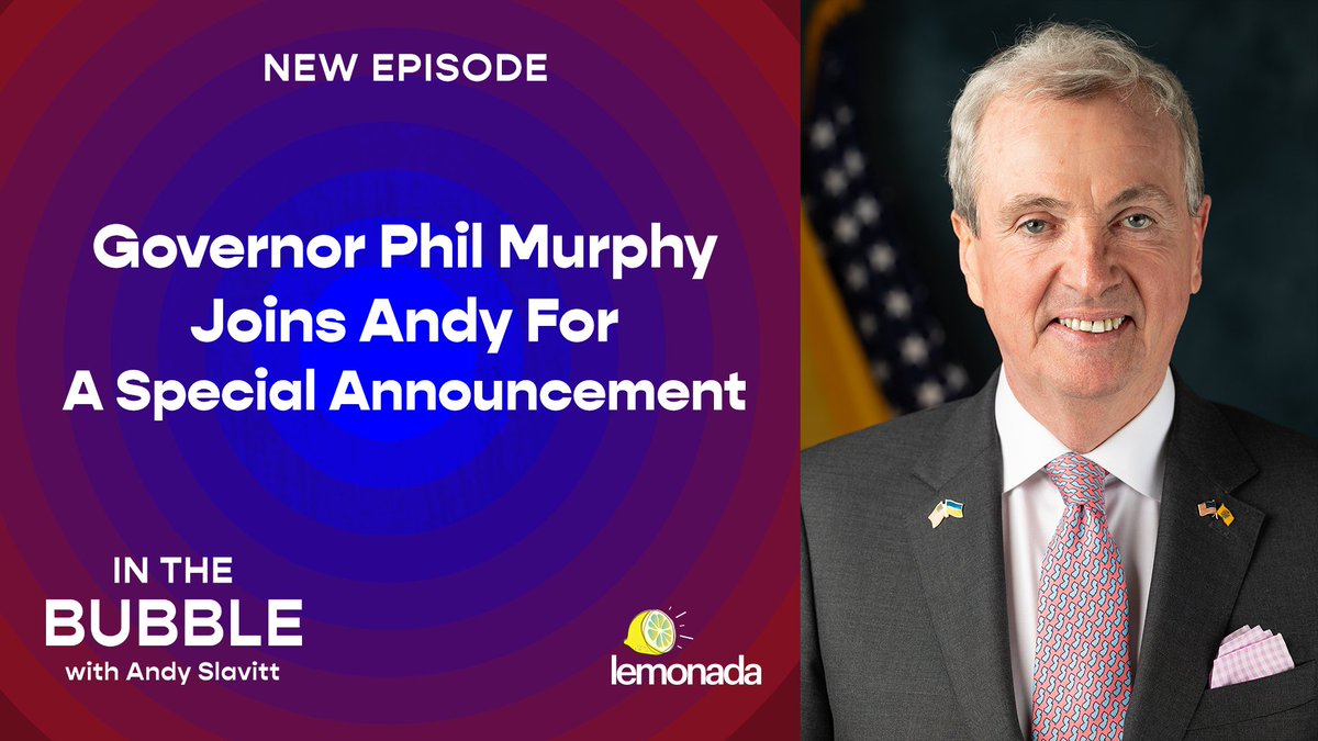 .@ASlavitt starts the show with a big announcement about In The Bubble. Then New Jersey @GovMurphy returns to discuss how the current situation in the Middle East is affecting things here stateside. Listen: link.chtbl.com/InTheBubble?si…