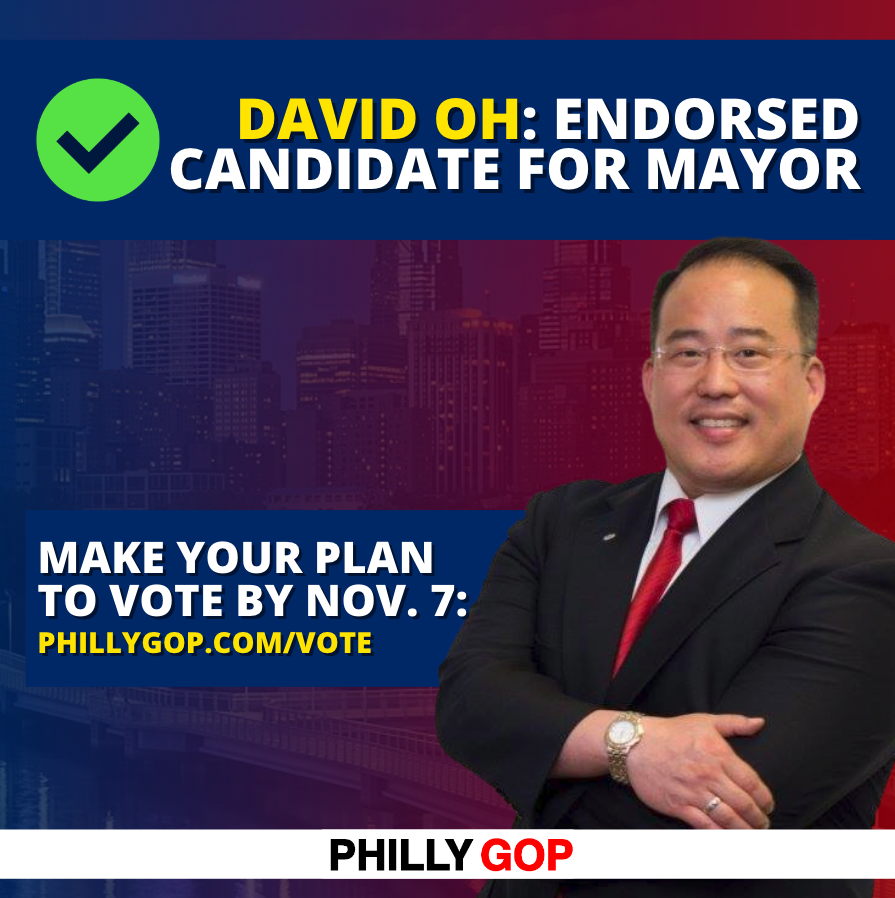 Find your polling place and make your plan to vote @DavidOhPhilly for Mayor next Tuesday, Nov. 7th. phillygop.com/vote Polls are open 7am-8pm! SHARE ⤵️