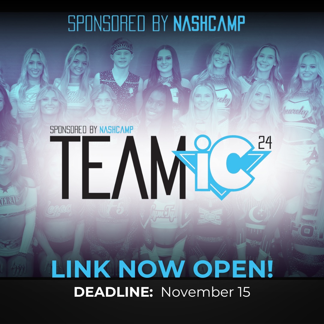 APPLICATION LINK IS OPEN! Head to InsideCheer.com to get started! Link will only remain open until Nov 15th… so don’t delay! 🤸🏼 #TEAMiC2024 is proudly sponsored by @nashcampofficial #pickme4teamic #teamic #nashcamp #cheer #insidecheer #experiencetheenergy