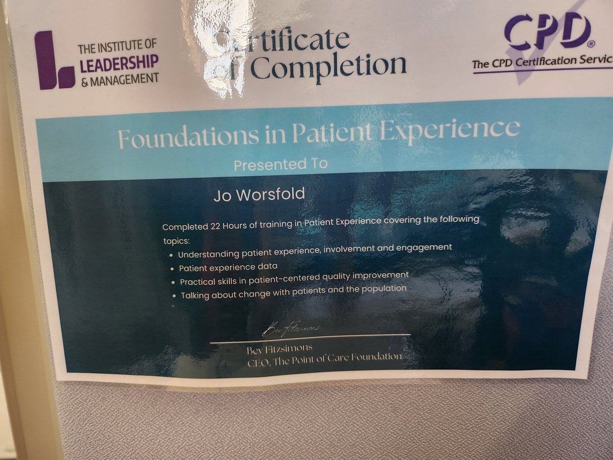 Super proud of myself for completing this course. Is certainly helping in my new role with Patient Experience 😊