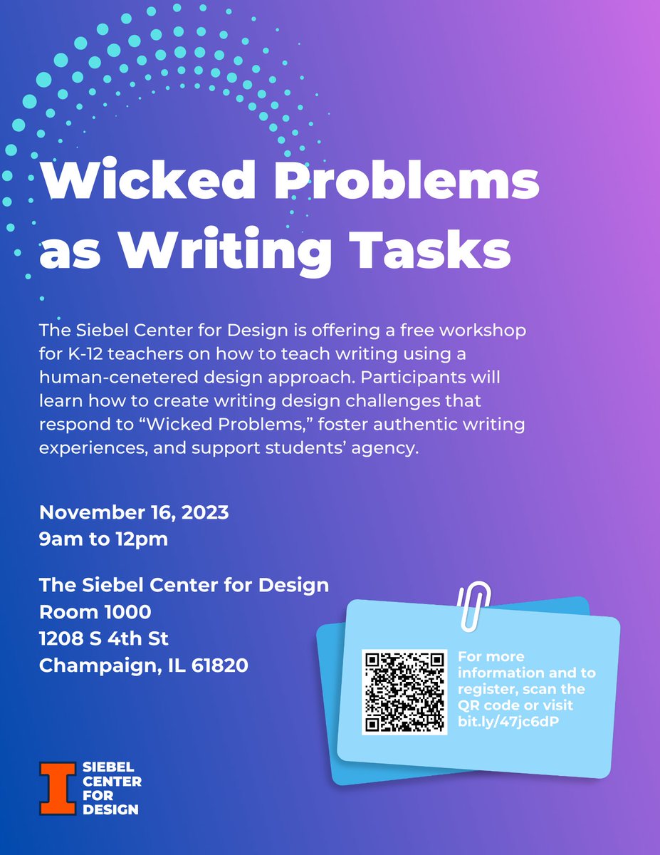 Check out this incredible FREE professional development opportunity from the Siebel Center for Design happening November 16, 2023!