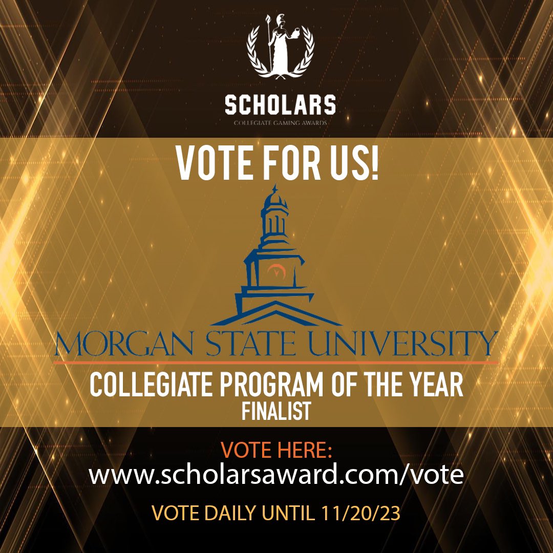 MSUBearsEsports's tweet image. We are a Collegiate Program of the Year finalist for the @scholarsawards 🙌🏾

MSU is the only HBCU institution going head to head with the top esports programs in this nation!

Vote for us daily until 11/20/23 via the link in our bio or by visiting: scholarsawards.com/vote