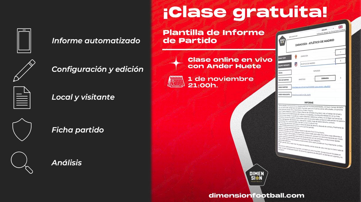 dimensionFTBL's tweet photo. 🖥️ Comenzamos con la clase gratuita... 🎬

🗣️ Con Ander Huete @HueteAnder 

⬟ @dimensionFTBL https://t.co/z9f8PQvqpU