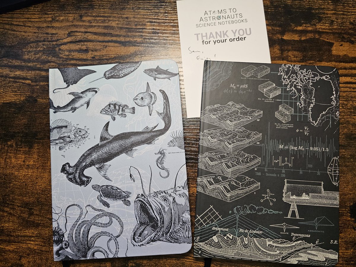 Latest science merch through the post! New geology and marine biology notebooks from <a href="/atomsastronauts/">AtomsToAstronauts</a> ! 🏔🐳 These are their latest science designs, but they're just two of MANY others! Check them out here: atomstoastronauts.com