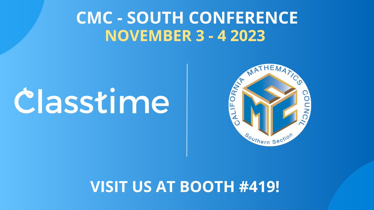 We are thrilled to be at the #CMCMath conference in Palm Springs on November 3-4. Make sure to stop by booth 419 for a sneak peek at how we're working with districts in California on CAASPP math score improvement through mathematical strategic thinking! #Classtime