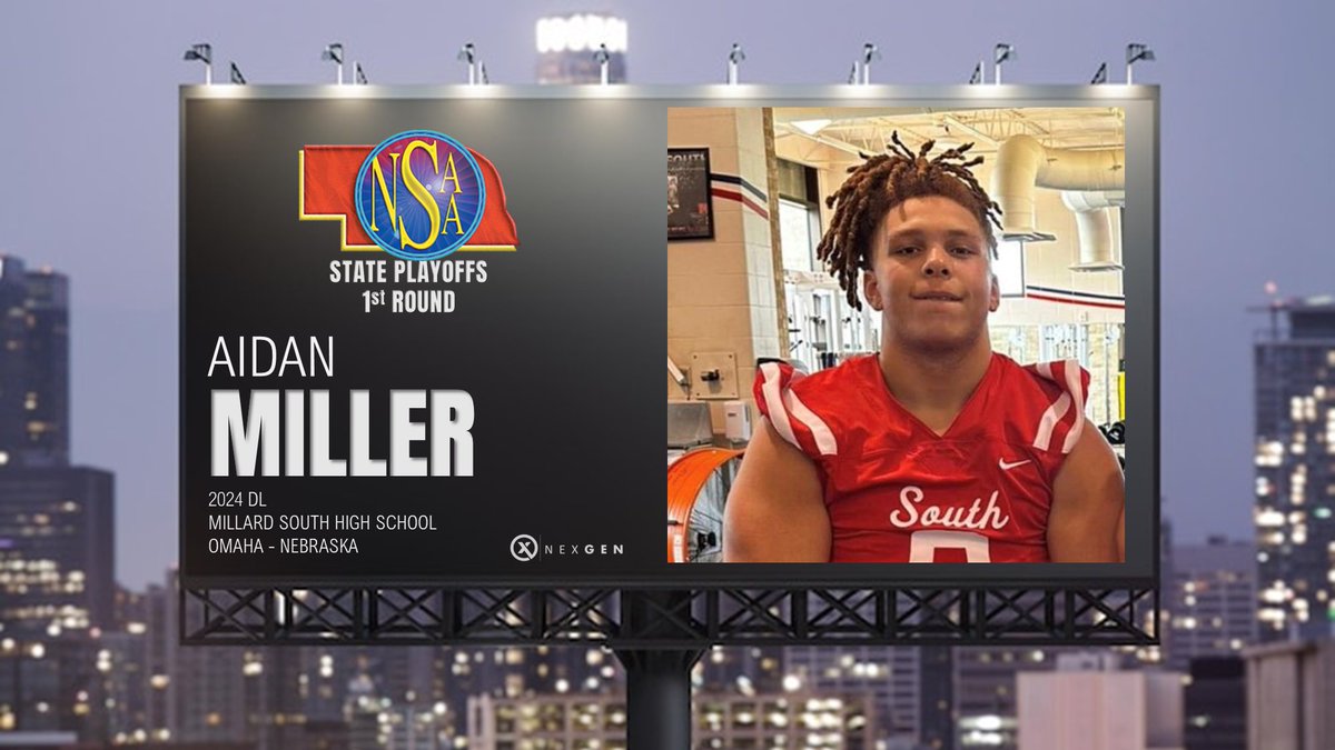 Keith Smilie (@nexgenscouting) on Twitter photo Nebraska Quarterfinal State Playoff action... Millard South <a href="/MSouthFootball/">Millard South Football</a> & 2024 Aidan Miller <a href="/b1gAidanmill/">Aidan Miller DL</a> host Omaha North at Buell Stadium 8PM CST Friday Nebraska Quarterfinal State Playoff action... Millard South <a href="/MSouthFootball/">Millard South Football</a> & 2024 Aidan Miller <a href="/b1gAidanmill/">Aidan Miller DL</a> host Omaha North at Buell Stadium 8PM CST Friday