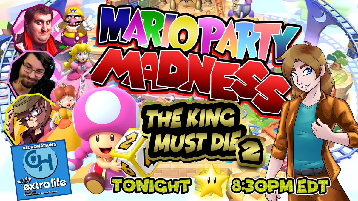 TONIGHT! The King Must Die format returns to Mario Party Madness.<a href="/BronzeBrawn/">Meow Skulls (Bronze) 🥉</a> has the Toadette Crown and myself, Rick from <a href="/downrightdpad/">The D-Pad | bsky.app/profile/ricdesi.dpad.fm</a>, and <a href="/Draco655/">Draco655</a> must bring this queen mushroom down.  <a href="/ExtraLife4Kids/">Extra Life</a>  <a href="/ChildrensPhila/">Children's Hospital</a> youtube.com/live/OEgjyWgtS…
kadgar.net/live/chrisclar…