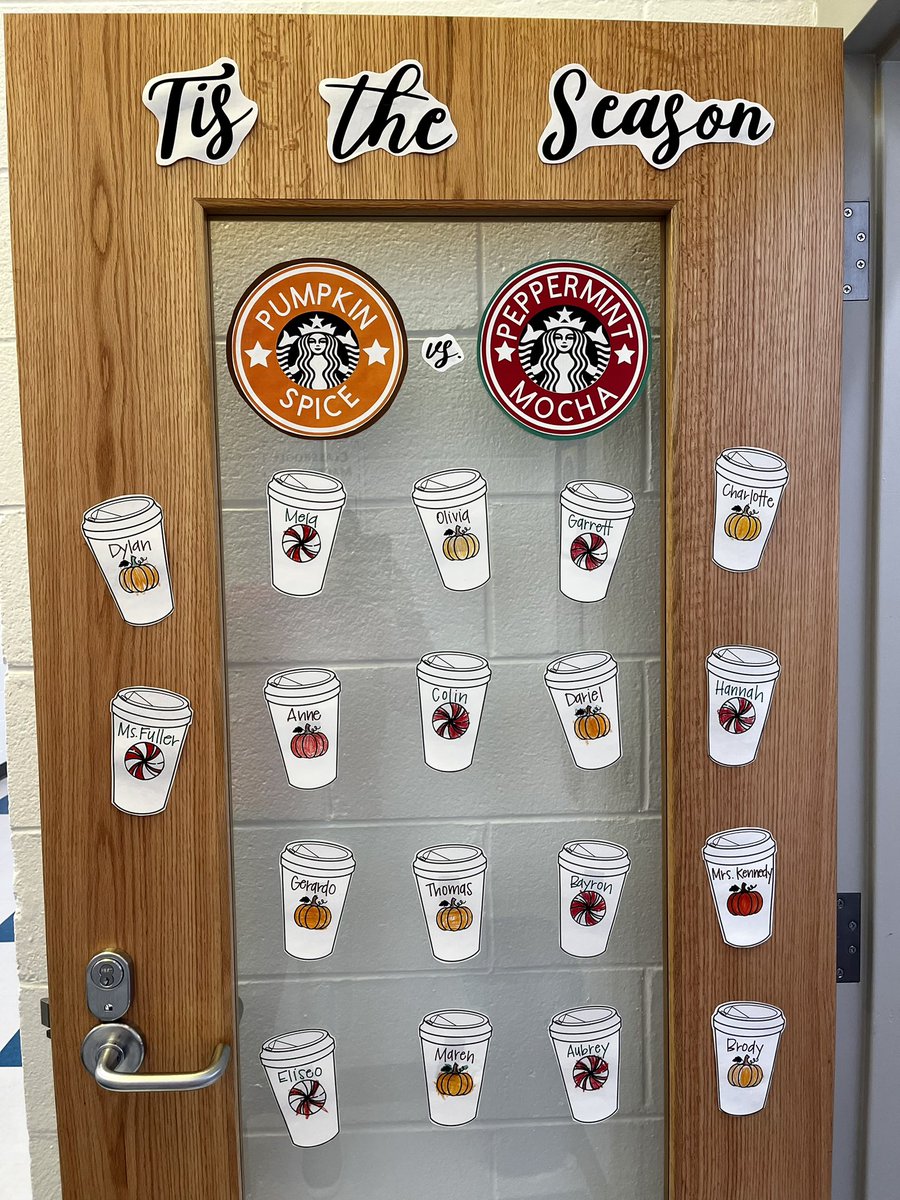 Bethany Kennedy (@bteachesk) on Twitter photo <a href="/Starbucks/">Starbucks</a> was our inspiration for our classroom door! 🎃🍫We love us some coffee in this room! <a href="/kteachesk/">Kimberley Fuller</a> 
#kinders #tistheseason #teampumpkinspice #teampeppermintmocha <a href="/Starbucks/">Starbucks</a> was our inspiration for our classroom door! 🎃🍫We love us some coffee in this room! <a href="/kteachesk/">Kimberley Fuller</a> 
#kinders #tistheseason #teampumpkinspice #teampeppermintmocha