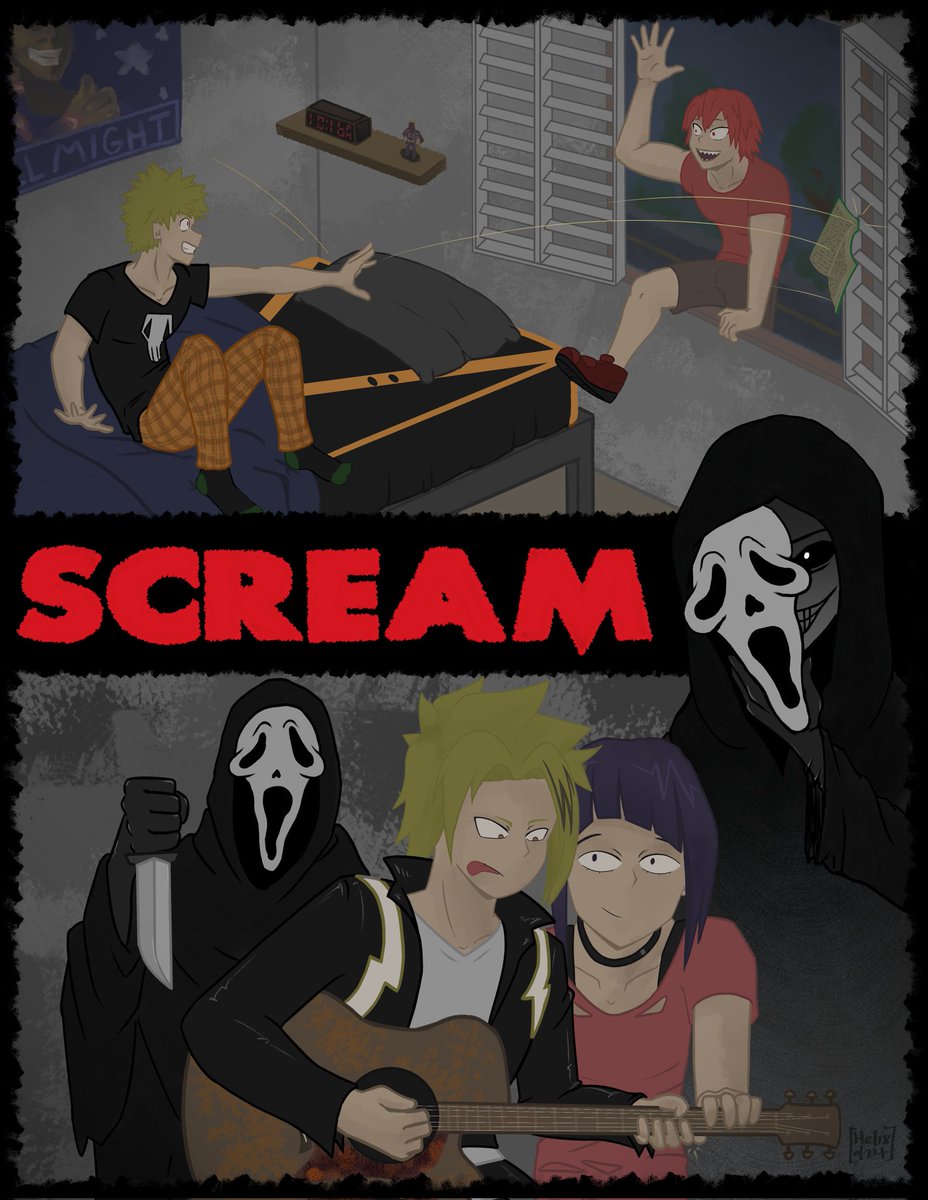 Final piece for the <a href="/MHAHorrorBang/">My Horror Academia Bang</a> !

Enjoy an amazing and suspenseful Scream AU by <a href="/shiraayasha/">kyoka</a> !

Fic is QRTd in the replies, and thank you <a href="/KhaosKuris/">Kuris Khaos 🐟🐉🪷</a> for betaing!
