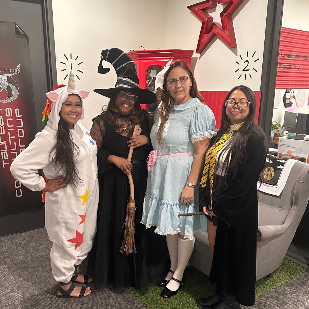 TaureanCG's tweet photo. Spook-tacular times at the office!  👻🎃 Our team brought their A-game and dressed up for a hauntingly good time yesterday for Halloween. 

#Halloween #HappyHalloween https://t.co/ZqZhoAuumC