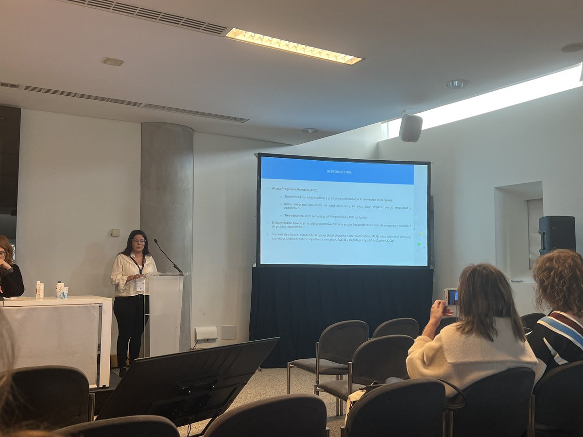Cristina Delgado Alonso (@cristinada_) on Twitter photo Lucia Fernández <a href="/FdezRomeroLucia/">Lucía Fernández Romero</a> presenta la comunicación “Comparación entre diferentes test breves y estrategias en el diagnóstico y clasificación de la afasia progresiva primaria: MLSE, ACE-III y DCQ”. Lucia Fernández <a href="/FdezRomeroLucia/">Lucía Fernández Romero</a> presenta la comunicación “Comparación entre diferentes test breves y estrategias en el diagnóstico y clasificación de la afasia progresiva primaria: MLSE, ACE-III y DCQ”.
