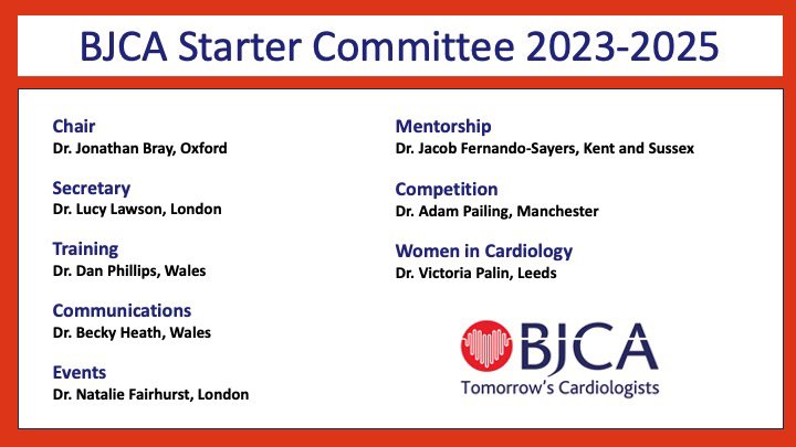 🫀🚨 Exciting Announcement! 🚨🫀 The BJCA starter committee for 2023-2025! Many thanks to the last committee 🤝 @TheBJCA @Dr_JJHBray @Lucy0Lawson @beckyyheath @DannyJP93 @VickyPalin @Adam_Pailing @NGFairhurst @JFernandoSayers