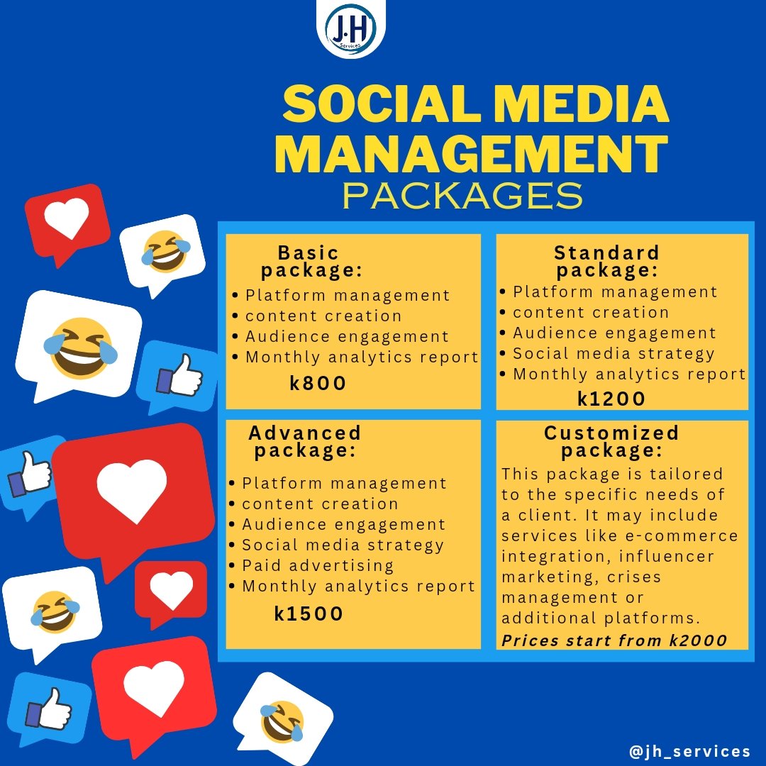 Did you know you can Grow your Business within 2 weeks without Breaking the Bank? 

Our Social Media Management services offer you that possibility. No more waiting for a big Budget to expand your Business.

Call us on the following numbers:
0977669139
0954807879
0762270978