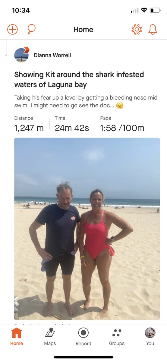 KitDavisChef's tweet image. So, I went swimming with a local triathlete today in Oz. I’m so scared of sharks . We swam out REALLY far and we re grouped to chat and she had a fooking nose bleed 🩸. I am no longer scared of the race on Sunday . All my scared is used up 😂