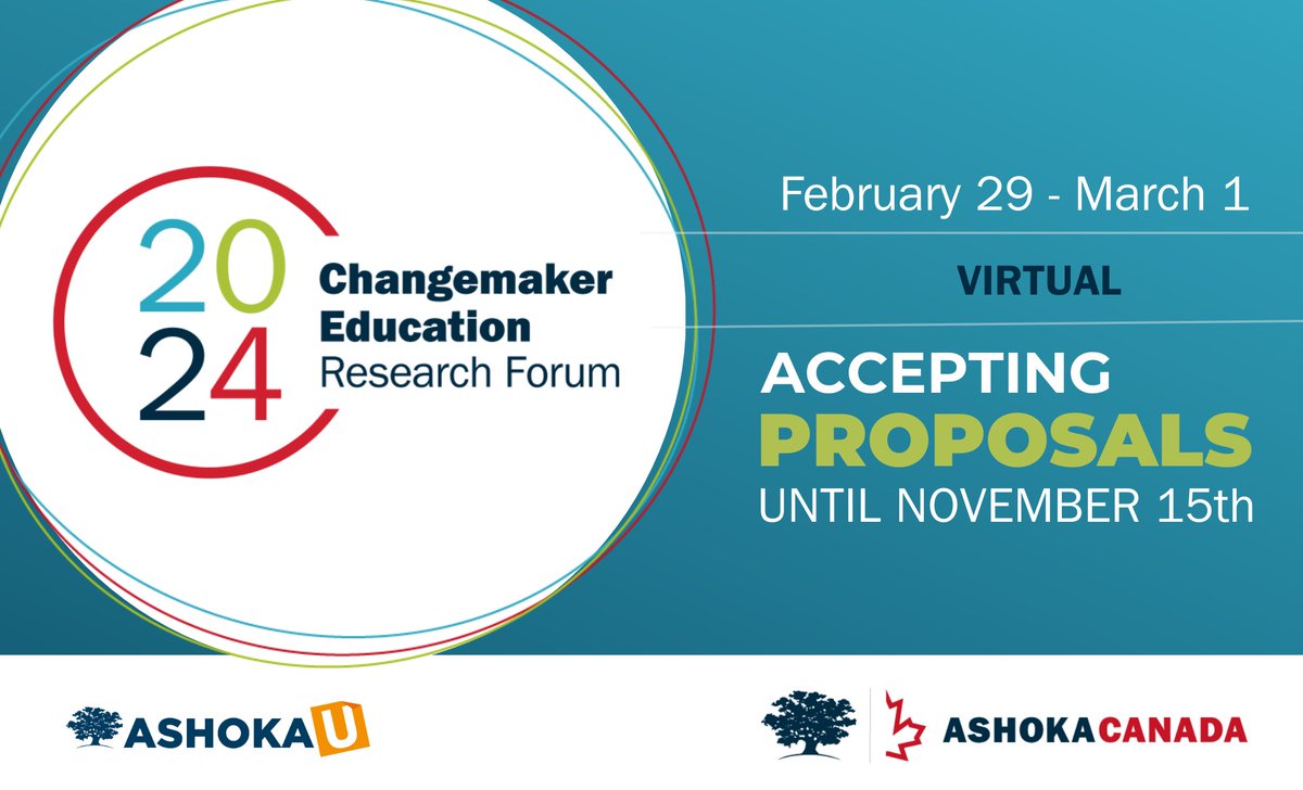 AshokaCanada's tweet photo. Are you a practitioner, educator or researcher pushing the boundaries of approaches to #ChangemakerEducation & #SocialInnovation? Submit your proposal by Nov 15 to share your research at #CERF2024!
Find out more: https://t.co/YKgGrkLLVU https://t.co/1RmulpYq9D