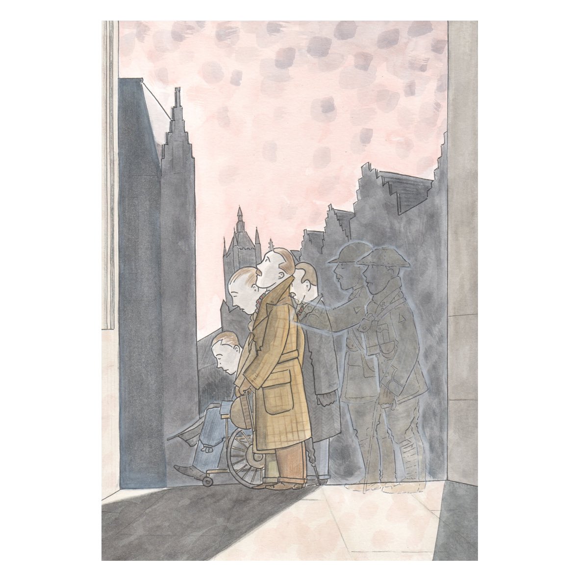 TJGodden's tweet image. AT THE GOING DOWN OF THE SUN

In November 1934, as the sun sets over the city of Ypres, a group of 9/Norfolk officers gather before the list of names on the Menin Gate to remember their friends.

Painting and prints are available here: timgodden.co.uk/shop/p/ypres-s… #ww1 #Ypres