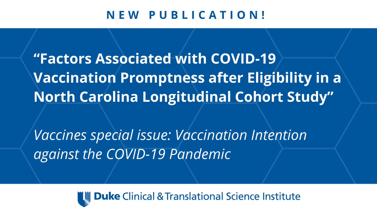Research at Duke Kannapolis in partnership with
<a href="/ncdhhs/">NCDHHS</a> illuminating factors that surround #COVID vaccination has been published in Vaccine, featuring authors from across <a href="/DukeMedSchool/">Duke University School of Medicine</a>. #DukeinNC

Read the pub &gt; duke.is/2/vtrh
More details &gt; duke.is/g/ppvk