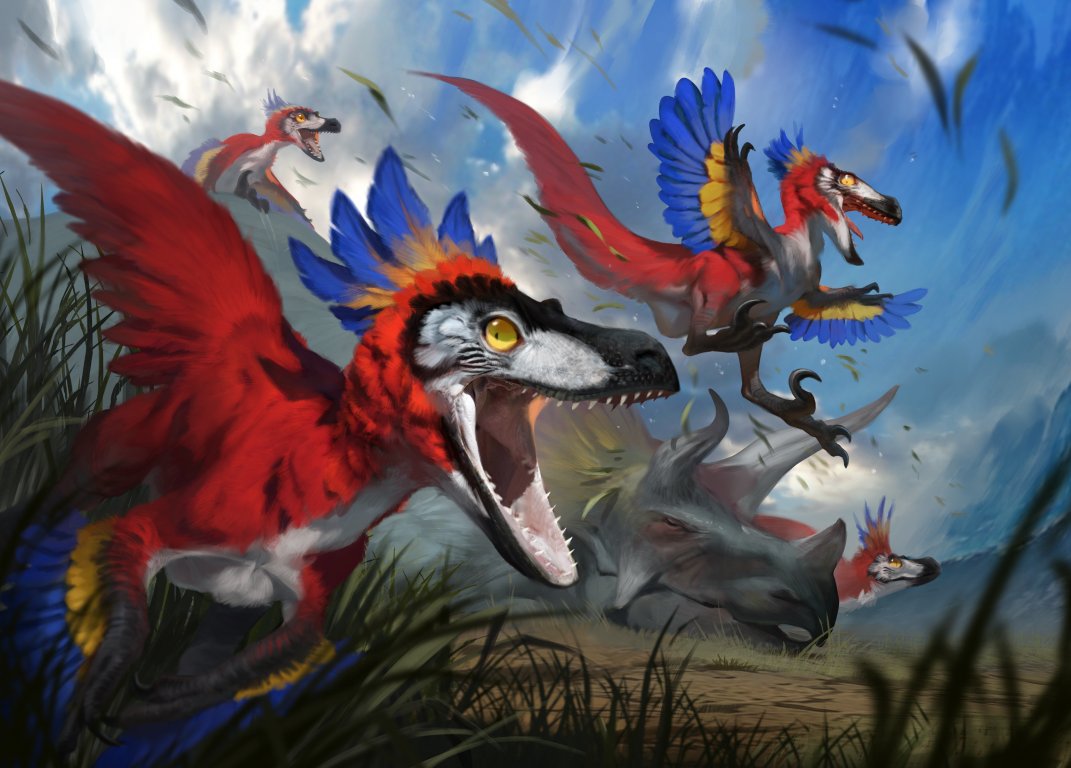 They're gonna EAT you! Wrathful Raptors for MtG's Ixalan, I LOVE these little blighters so much. I was painting these macaraptors right up to about 3 days before I left to move to the United States #MTGIxalan #mtglci